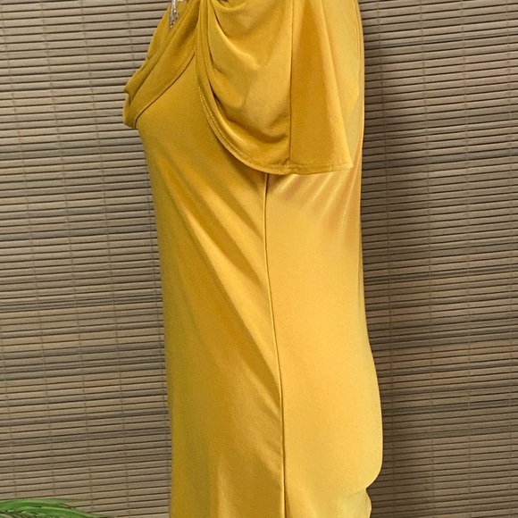 Darling gold blouse with draped neckline - Picture 3 of 10